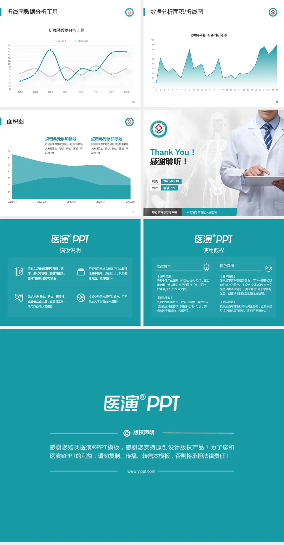 云南省思茅地区人民医院患者教育与指导PPT模板4:3格式幻灯片预览图7