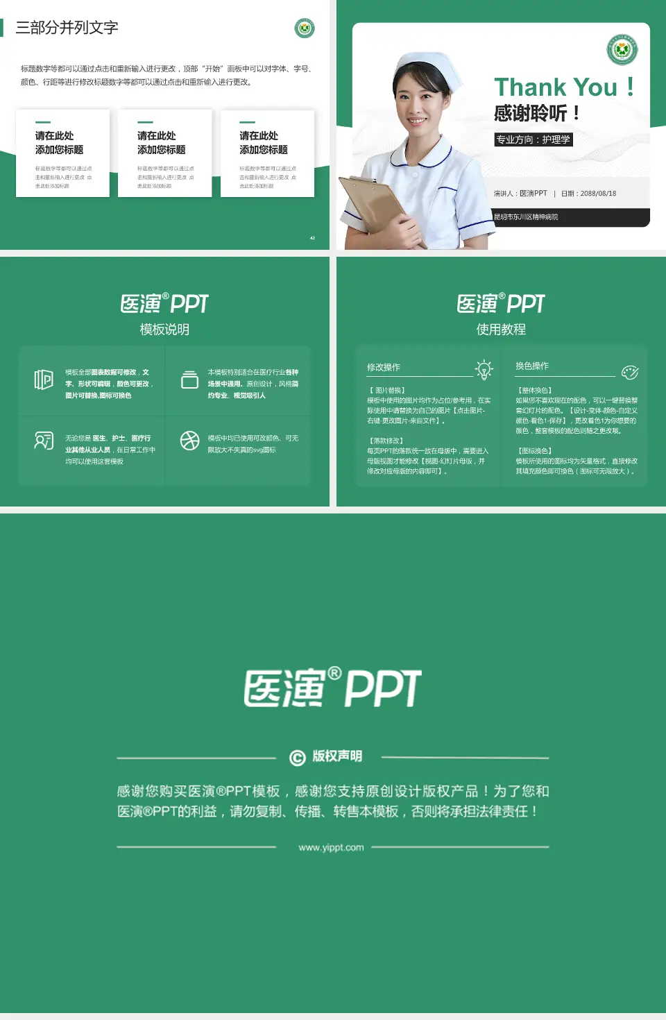 昆明市东川区精神病院护理专业职业生涯规划PPT模板4:3格式幻灯片预览图6