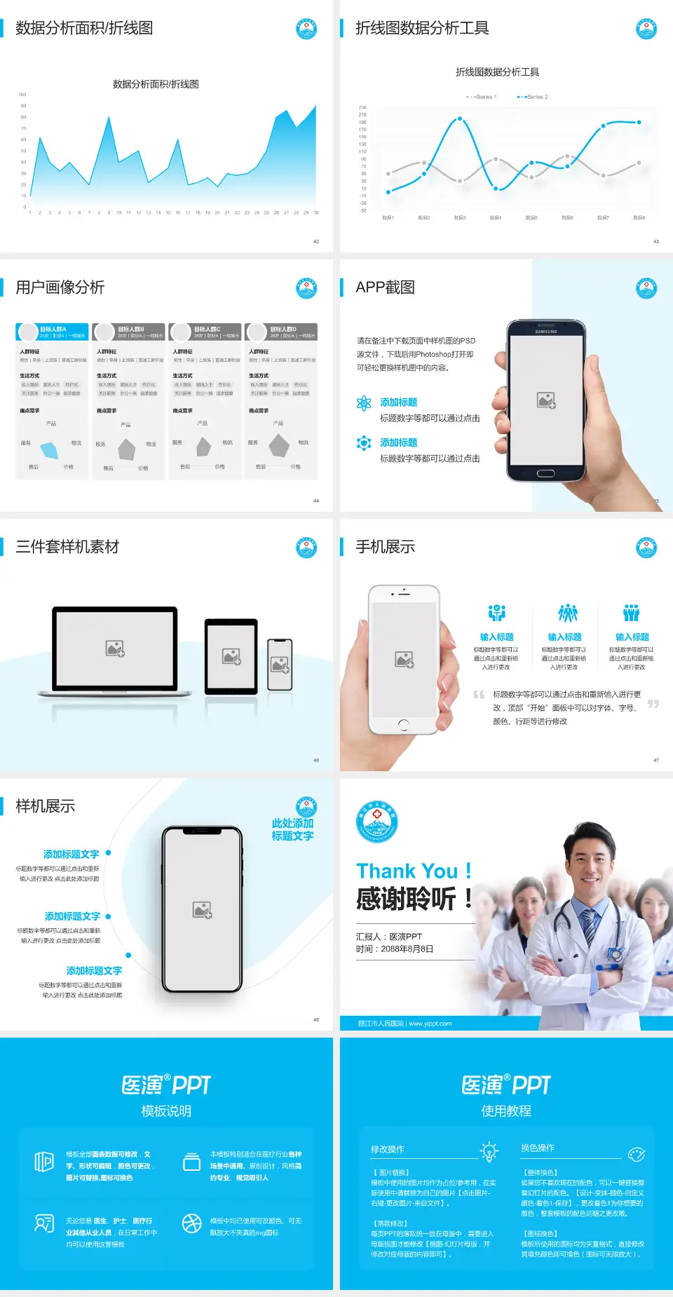 丽江市人民医院科室介绍与推广PPT模板4:3格式幻灯片预览图6