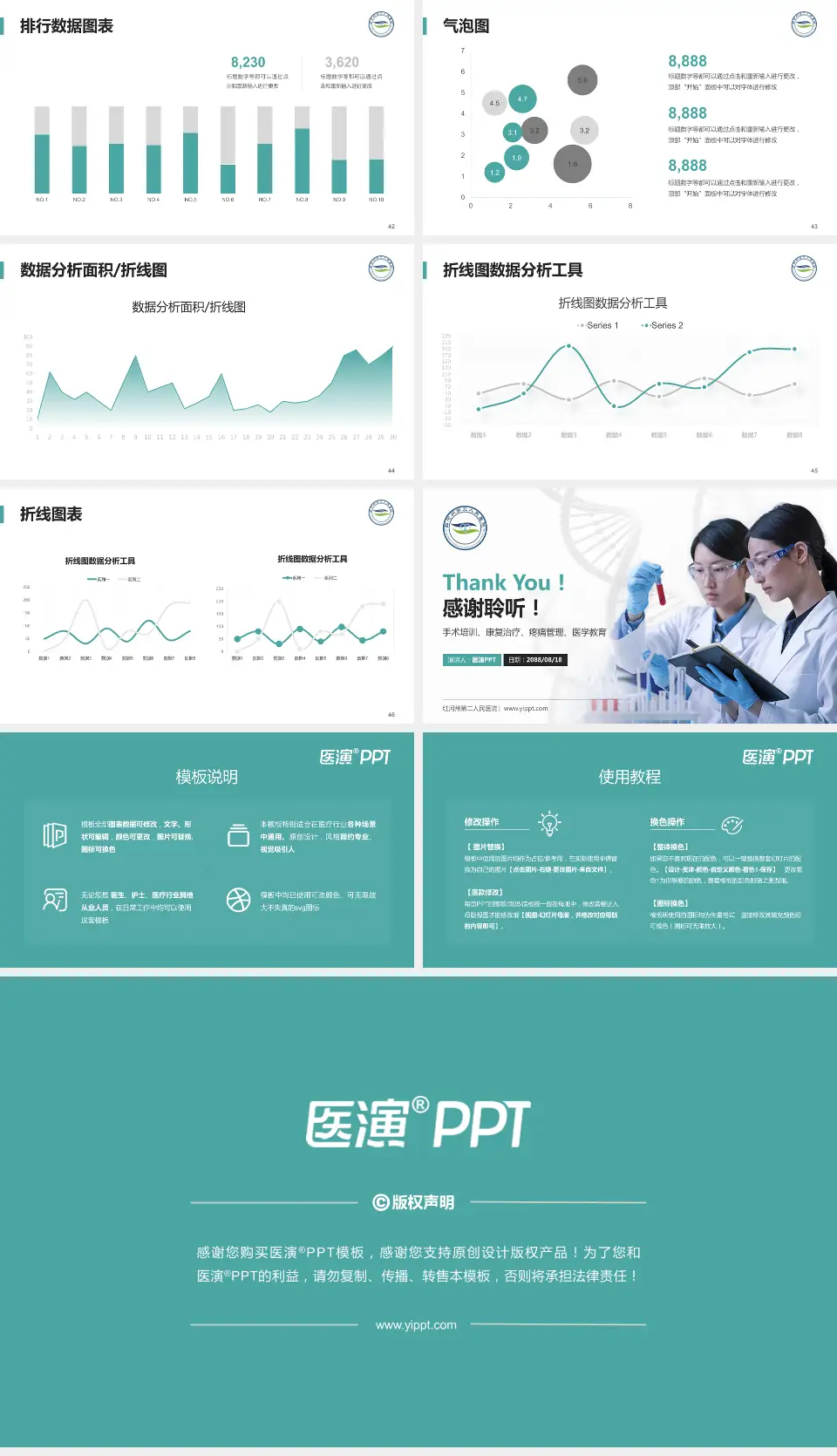 红河州第二人民医院科研成果展示PPT模板16:9格式幻灯片预览图6