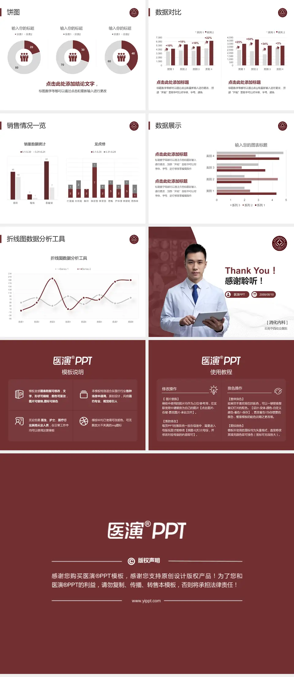 云南中西结合医院病例分享与讨论PPT模板4:3格式幻灯片预览图4