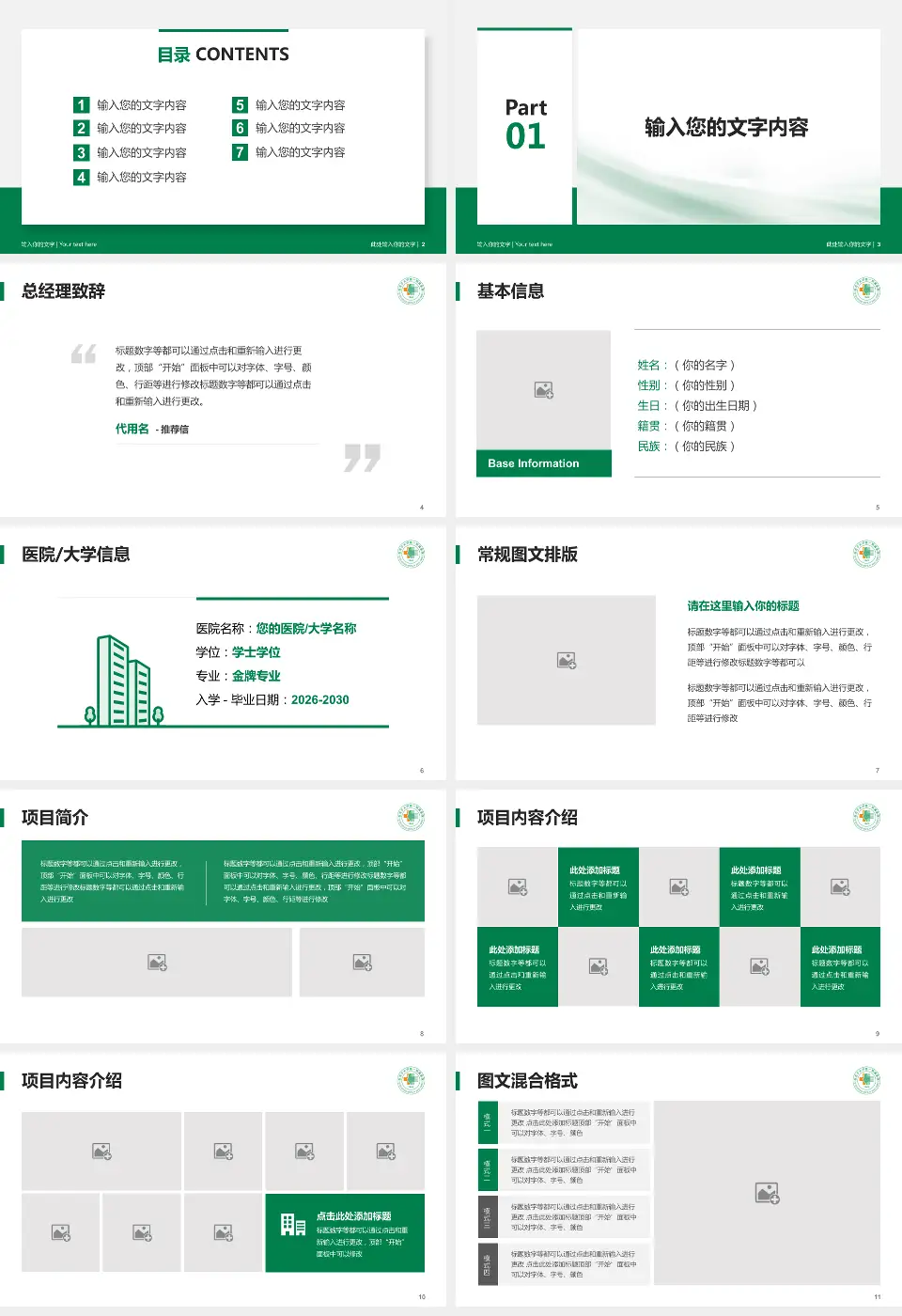 石河子大学医学院第一附属医院个人求职应聘简历PPT模板16:9格式幻灯片预览图2