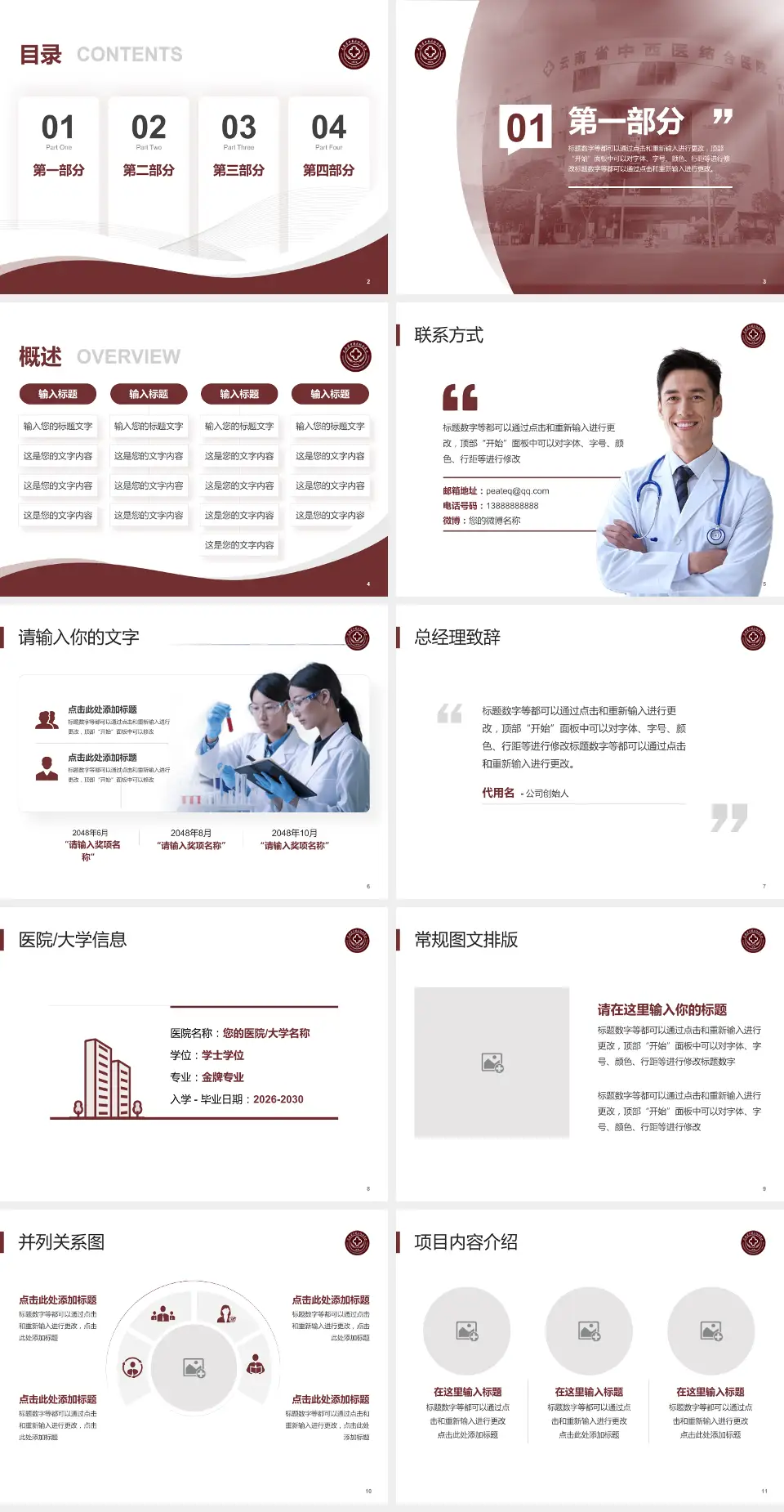 云南中西结合医院会议与研讨会PPT模板4:3格式幻灯片预览图2