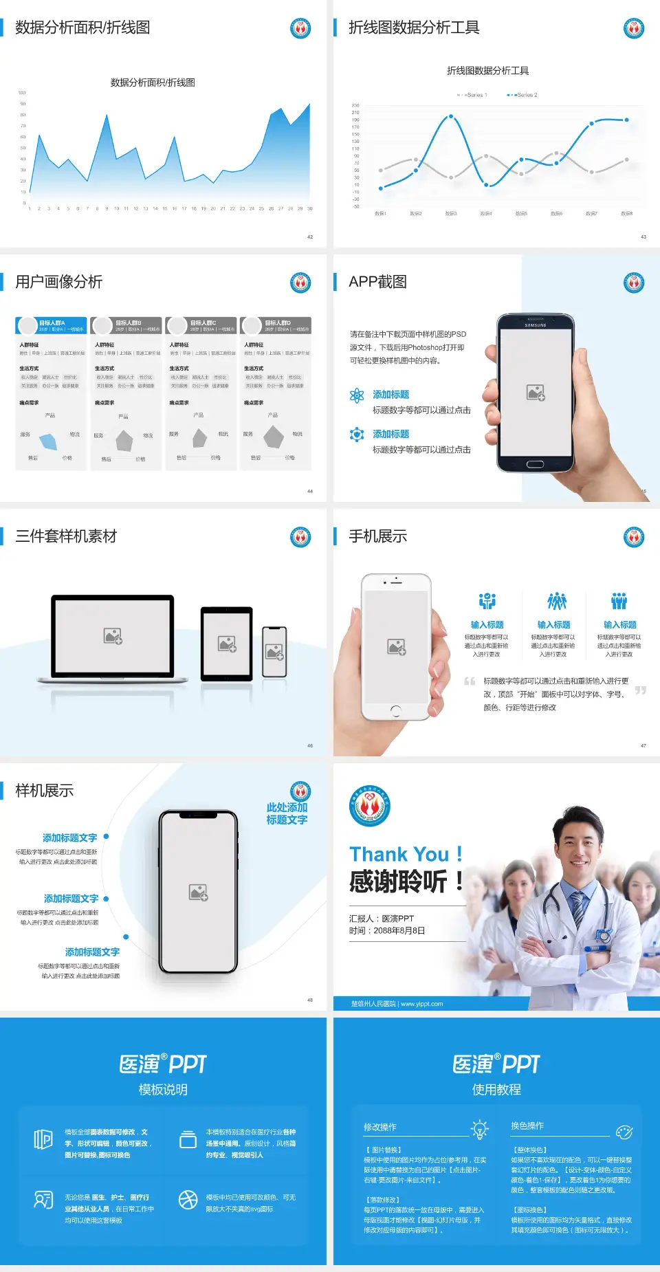 楚雄州人民医院科室介绍与推广PPT模板4:3格式幻灯片预览图6