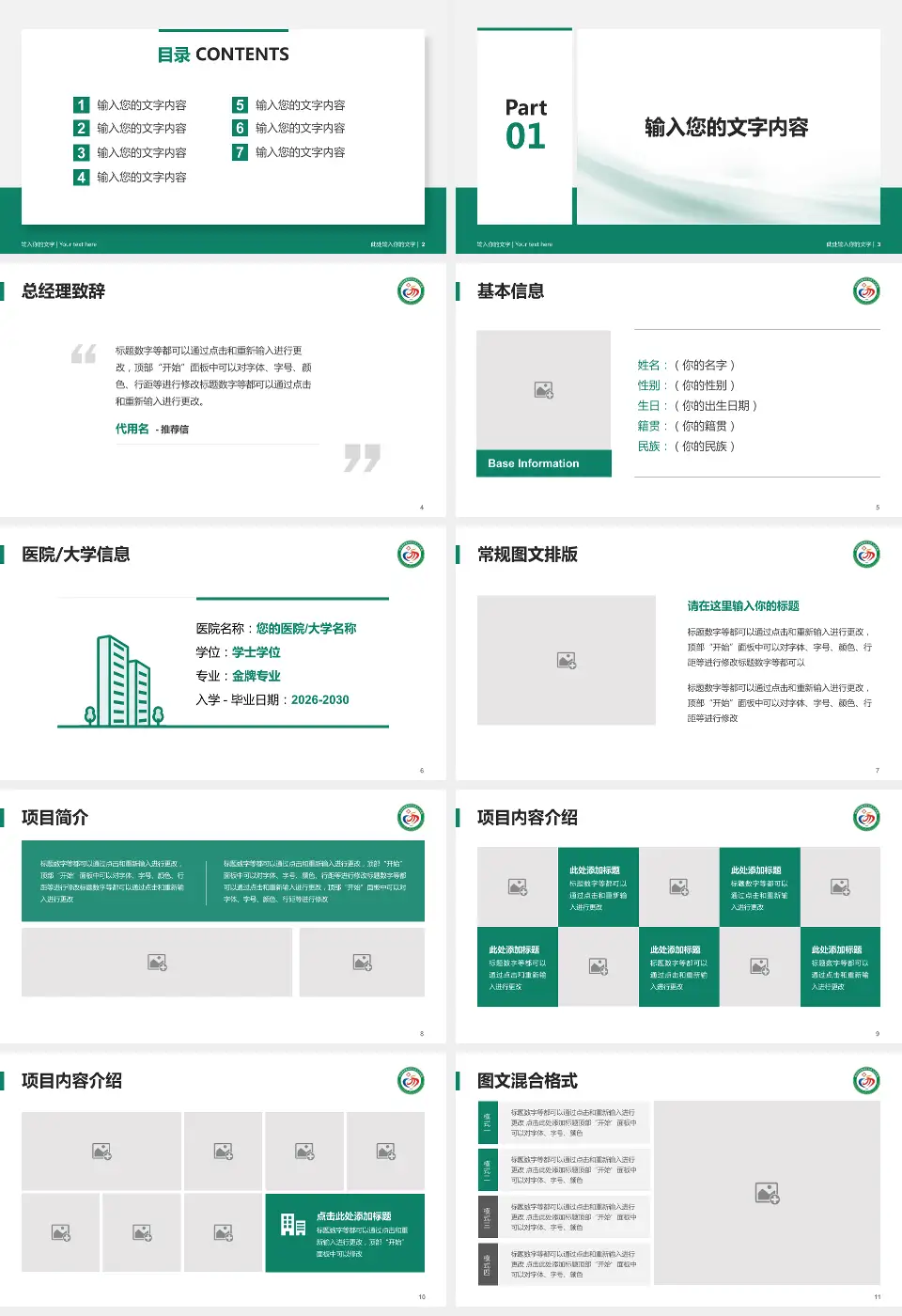 西双版纳州人民医院个人求职应聘简历PPT模板16:9格式幻灯片预览图2