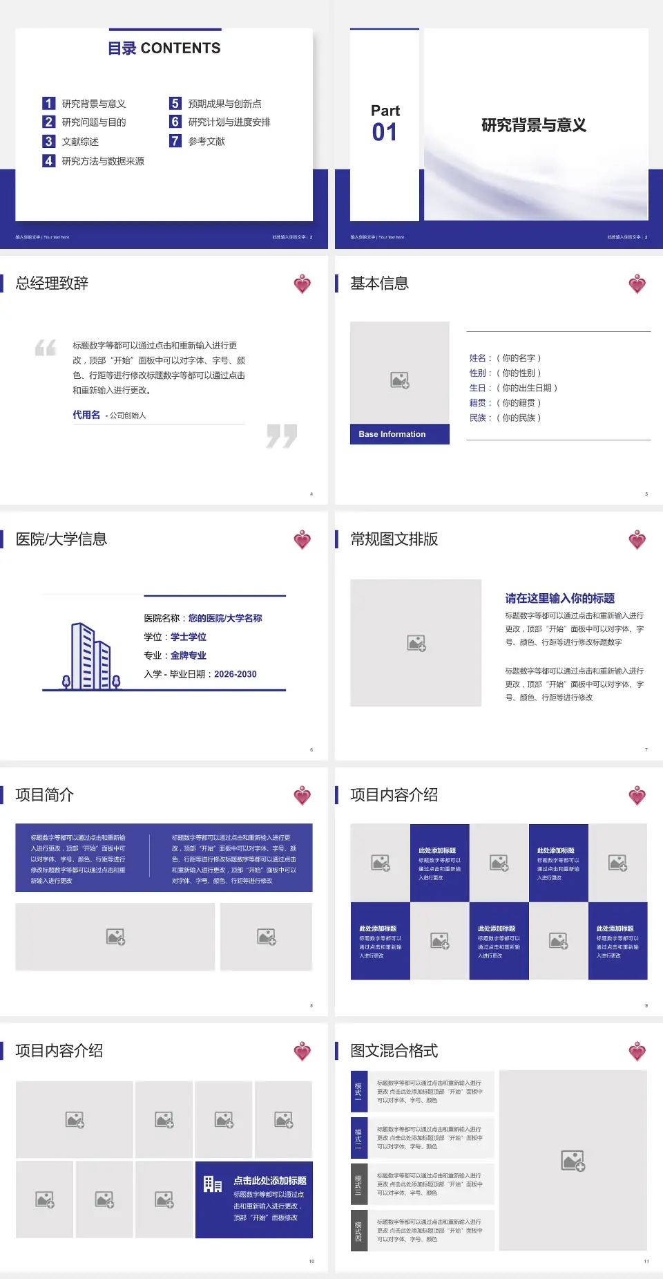 伊利沙伯医院个人求职应聘简历PPT模板4:3格式幻灯片预览图2
