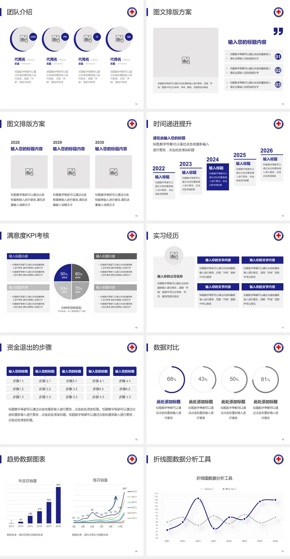 青海红十字医院培训与教育PPT模板4:3格式幻灯片预览图3