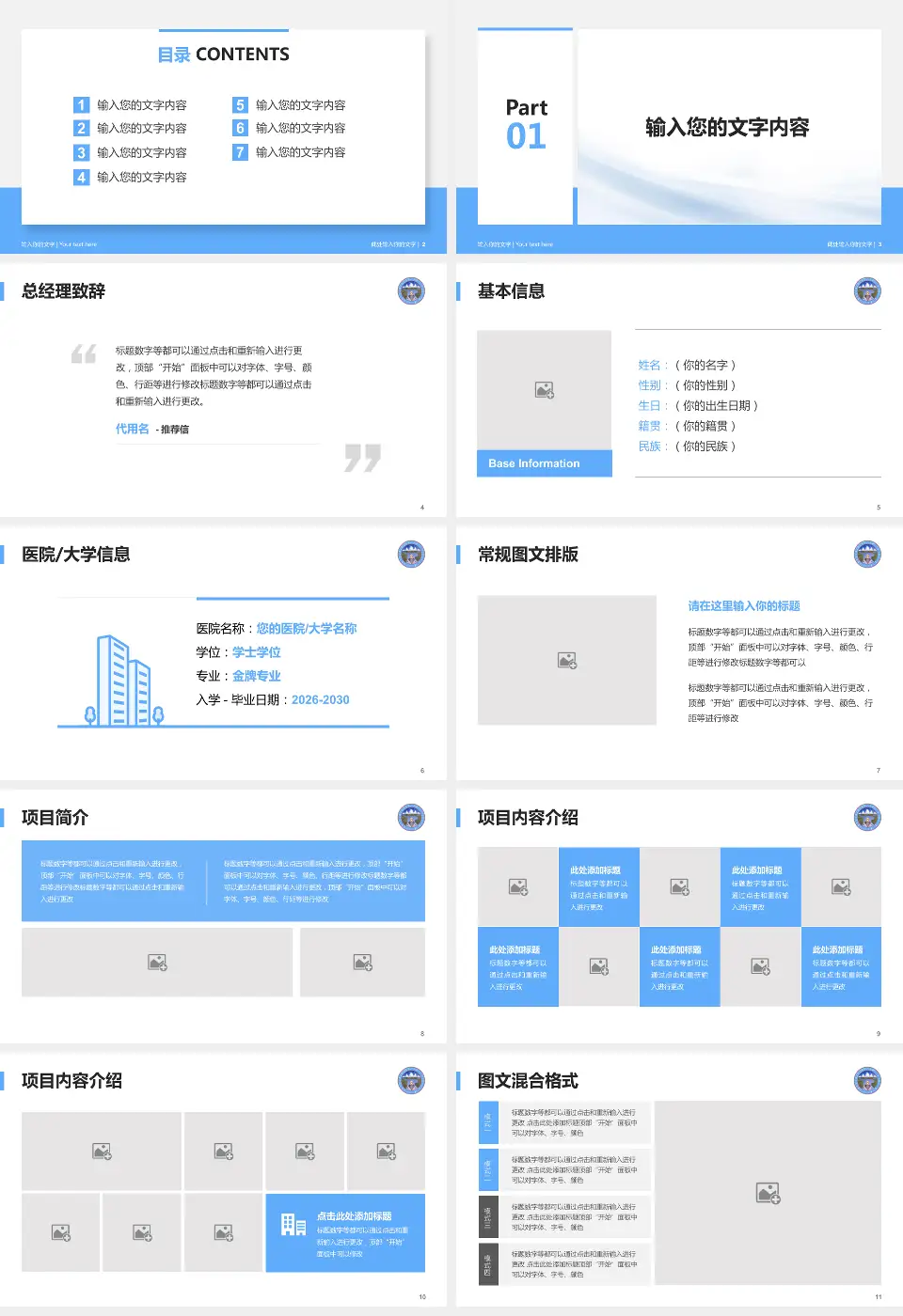 那曲地区藏医院个人求职应聘简历PPT模板16:9格式幻灯片预览图2