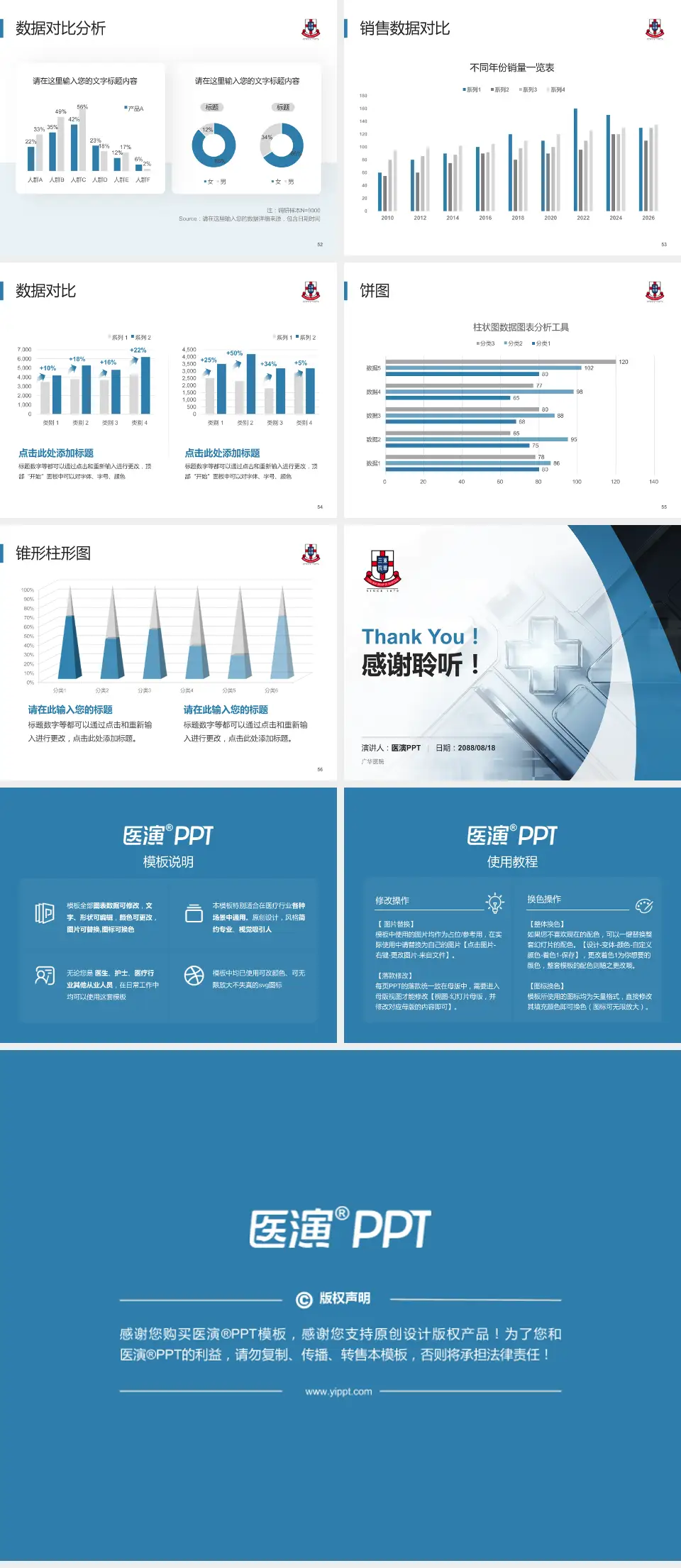 广华医院医疗行业比赛专用PPT模板4:3格式幻灯片预览图7
