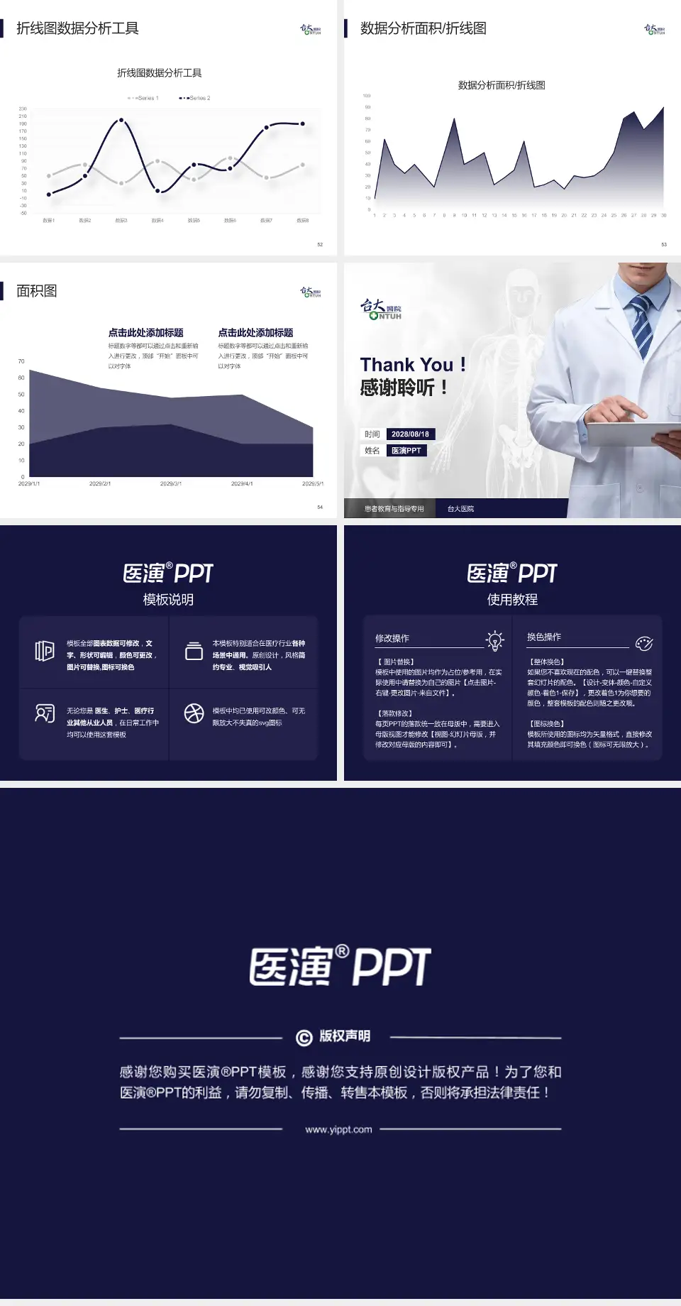 台大医院患者教育与指导PPT模板4:3格式幻灯片预览图7