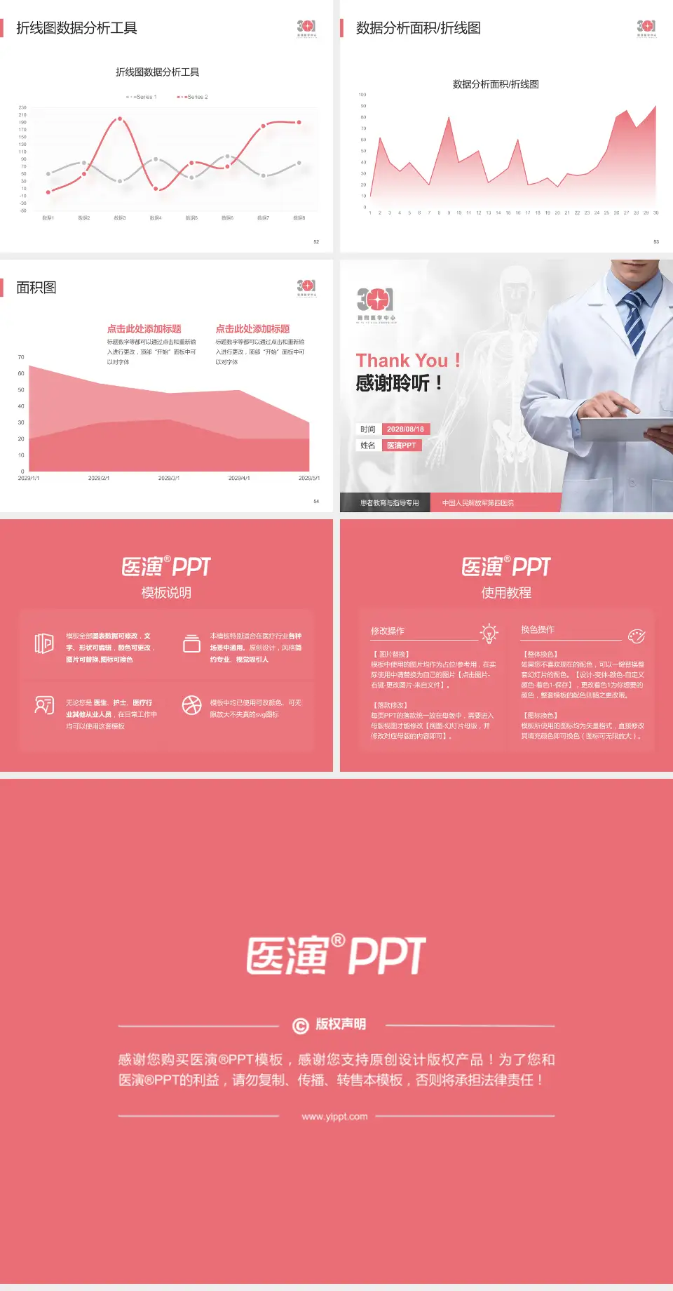 中国人民解放军第四医院患者教育与指导PPT模板4:3格式幻灯片预览图7