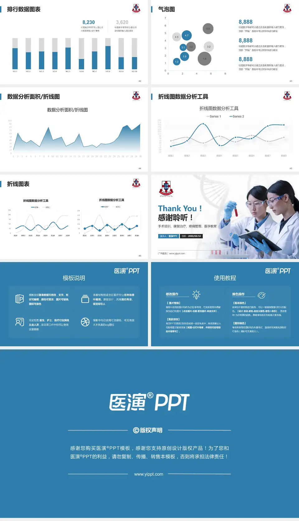 广华医院科研成果展示PPT模板16:9格式幻灯片预览图6