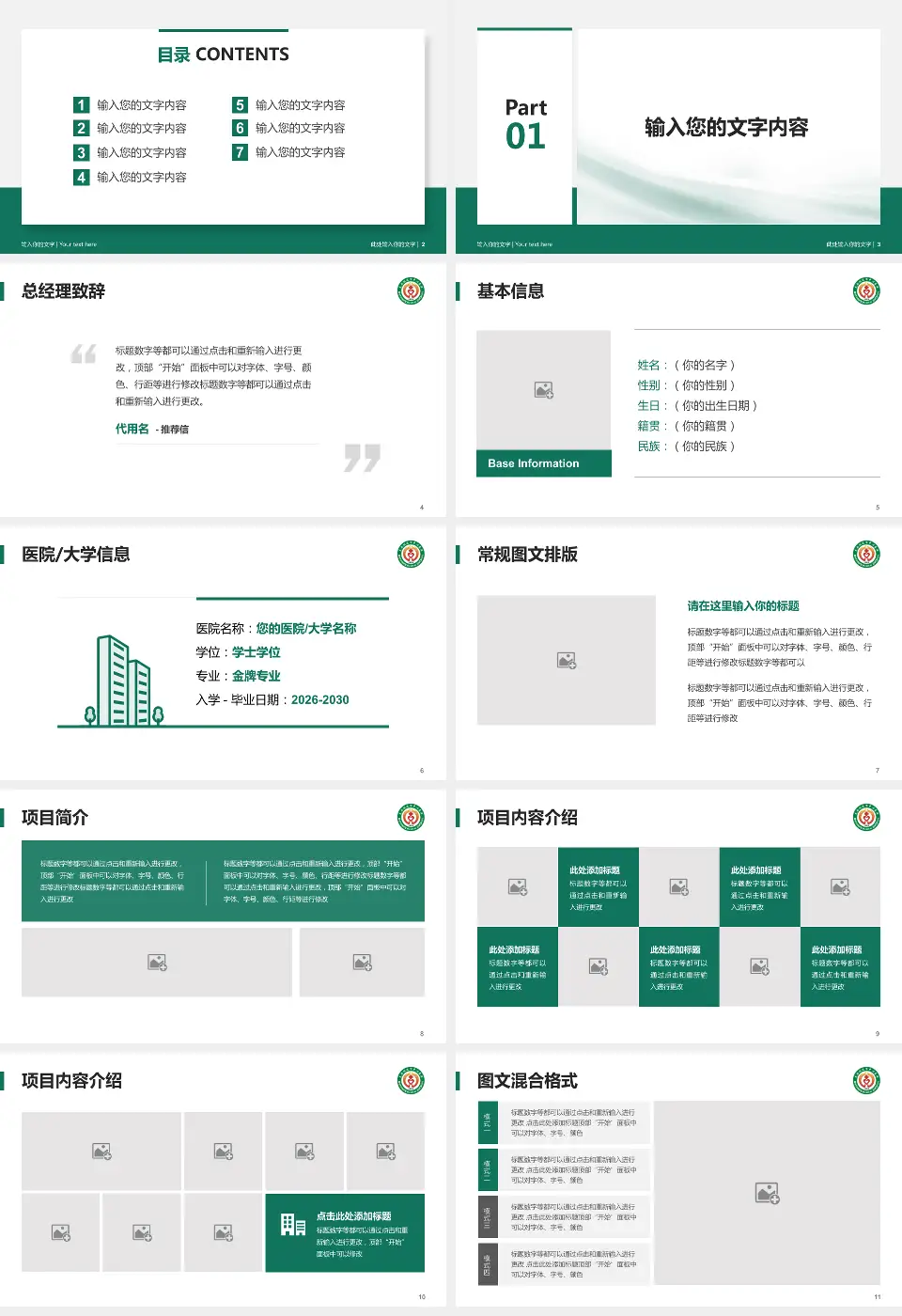 克拉玛依市中心医院个人求职应聘简历PPT模板16:9格式幻灯片预览图2