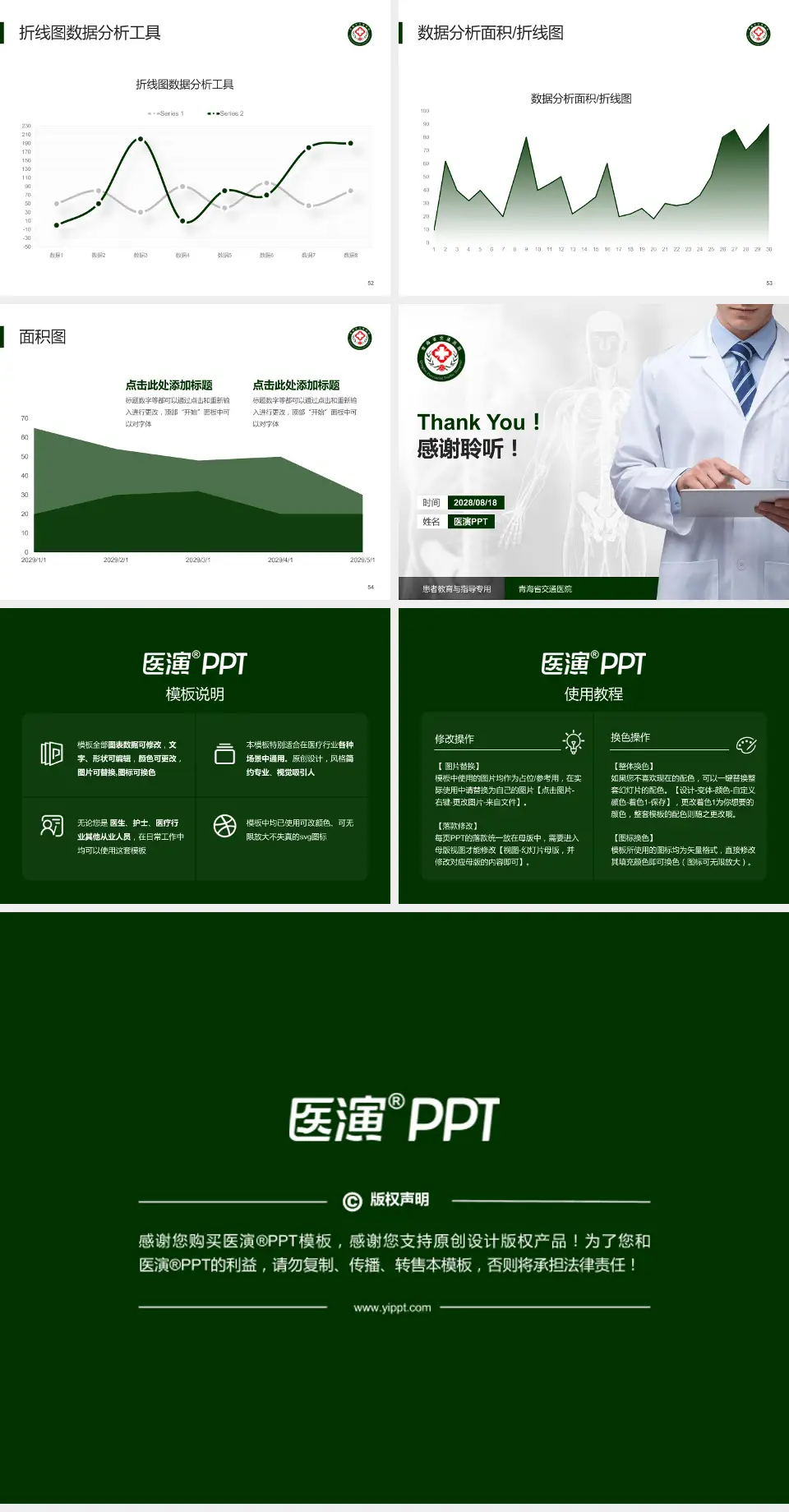青海省交通医院患者教育与指导PPT模板4:3格式幻灯片预览图7