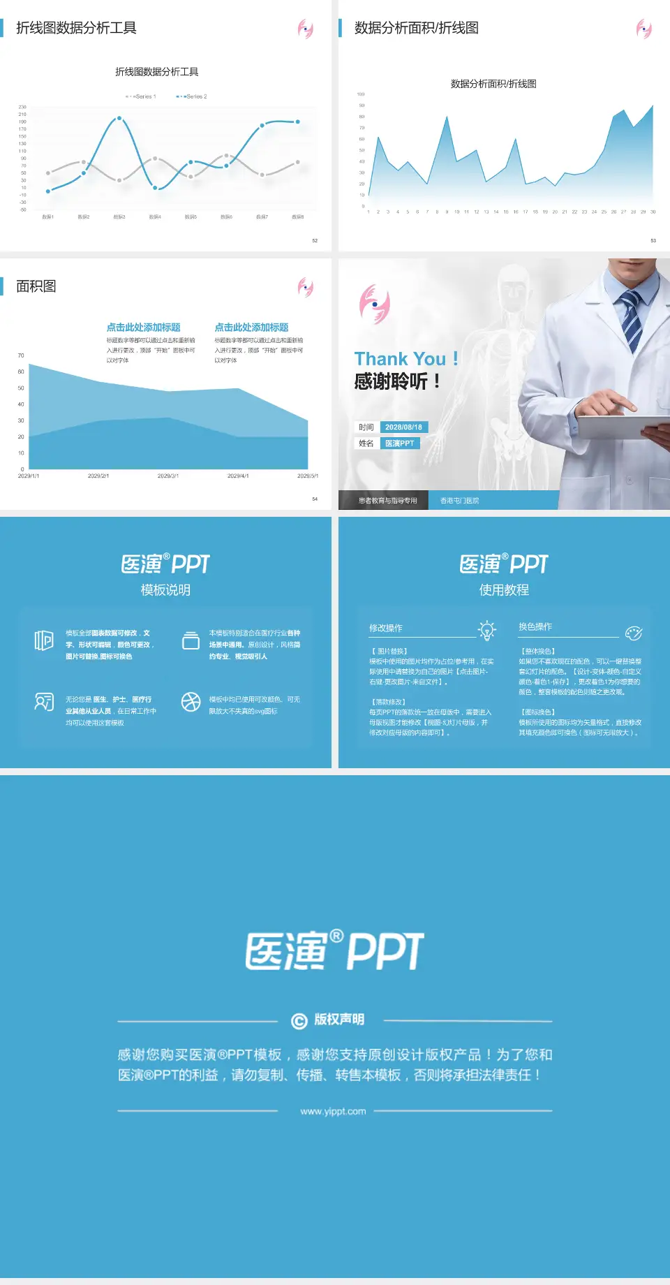 香港屯门医院患者教育与指导PPT模板4:3格式幻灯片预览图7