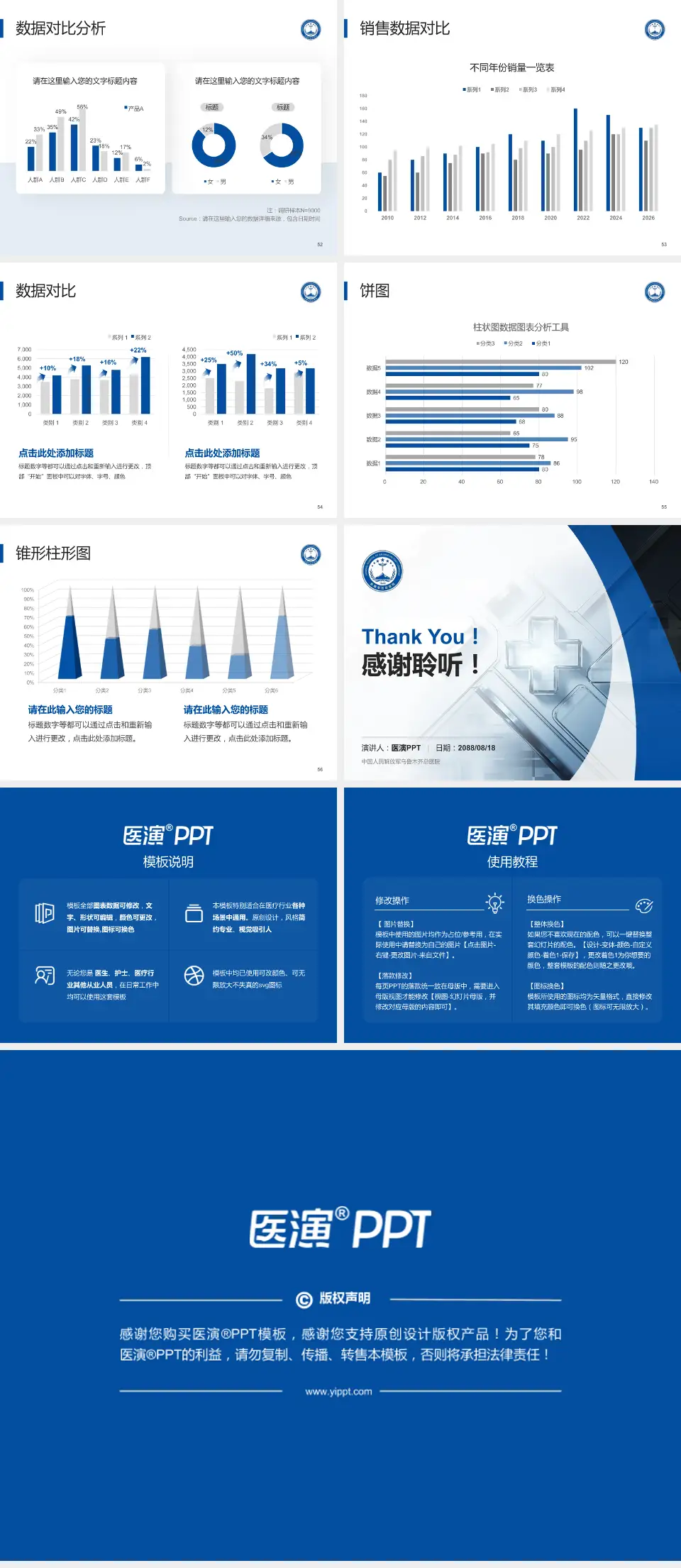中国人民解放军乌鲁木齐总医院医疗行业比赛专用PPT模板4:3格式幻灯片预览图7