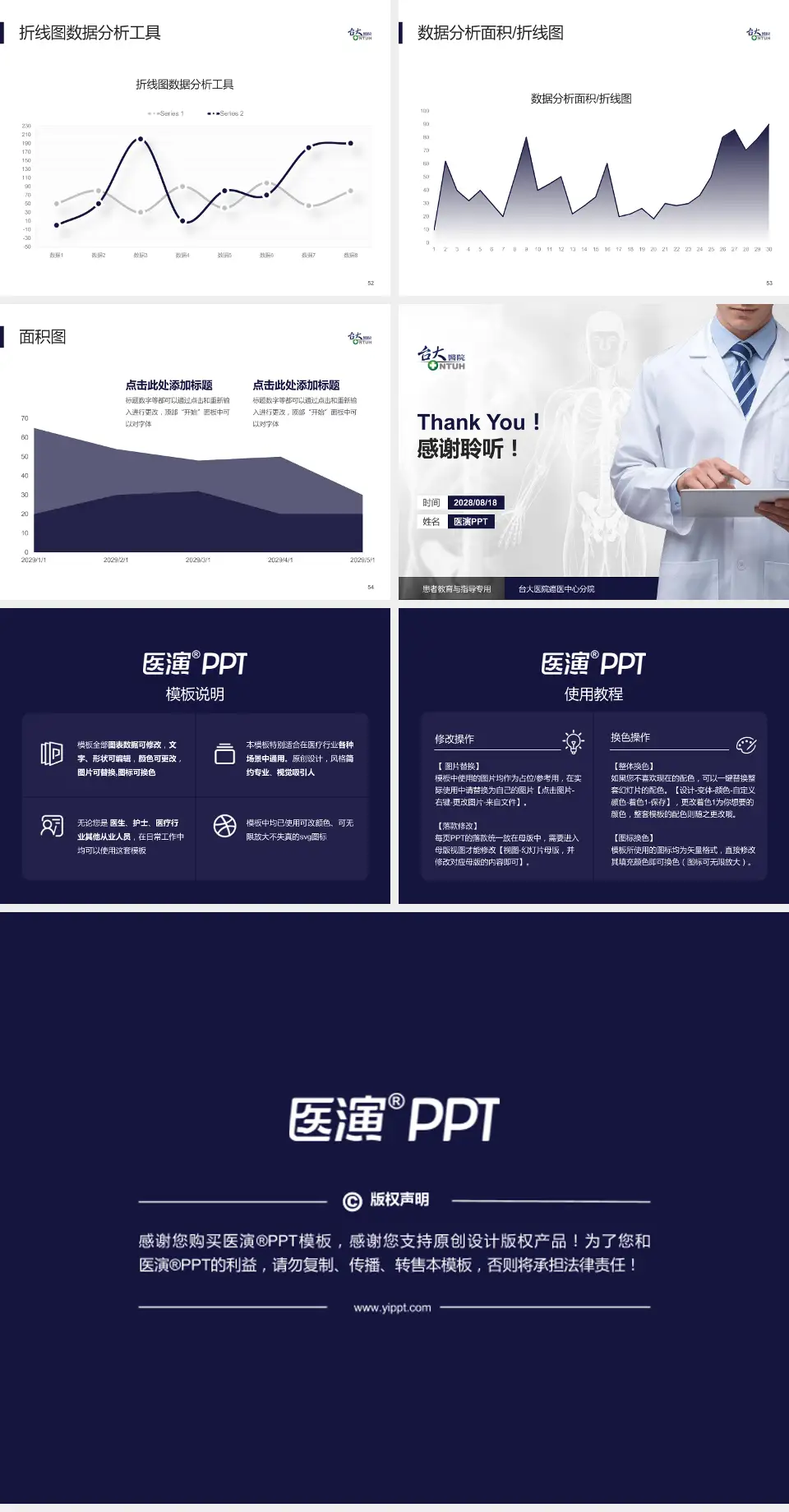 台大医院癌医中心分院患者教育与指导PPT模板4:3格式幻灯片预览图7