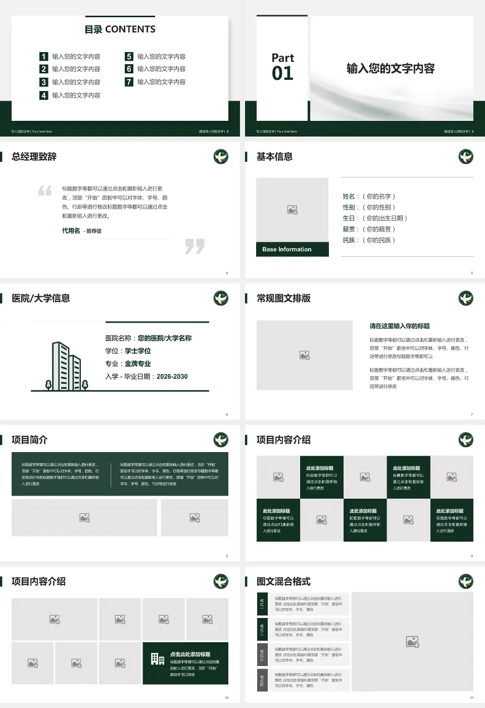 中国人民解放军第二五三医院个人求职应聘简历PPT模板16:9格式幻灯片预览图2