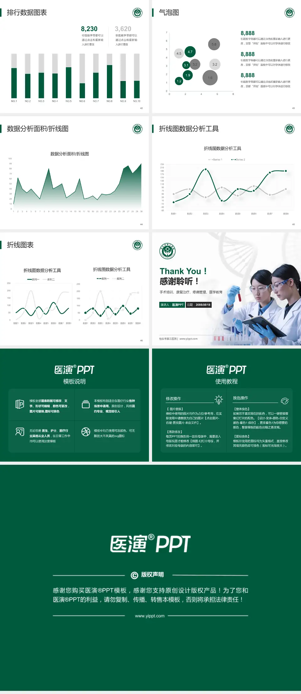 包头市第三医院科研成果展示PPT模板4:3格式幻灯片预览图6