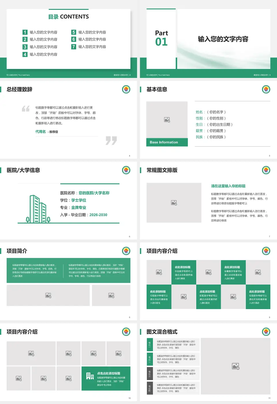 格尔木市人民医院个人求职应聘简历PPT模板16:9格式幻灯片预览图2
