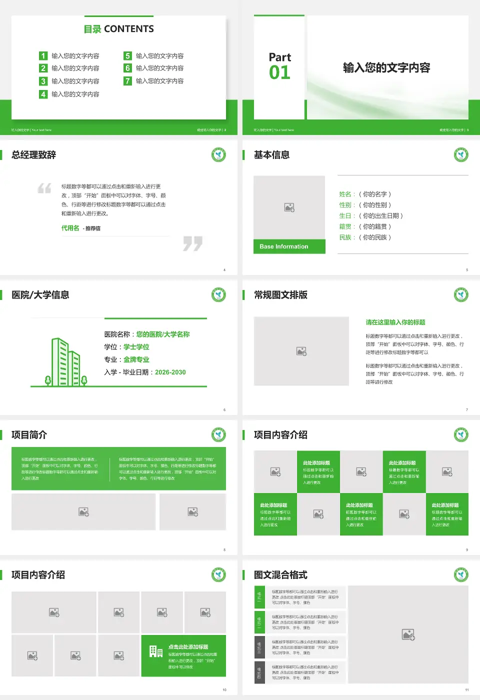 国药北方医院个人求职应聘简历PPT模板16:9格式幻灯片预览图2