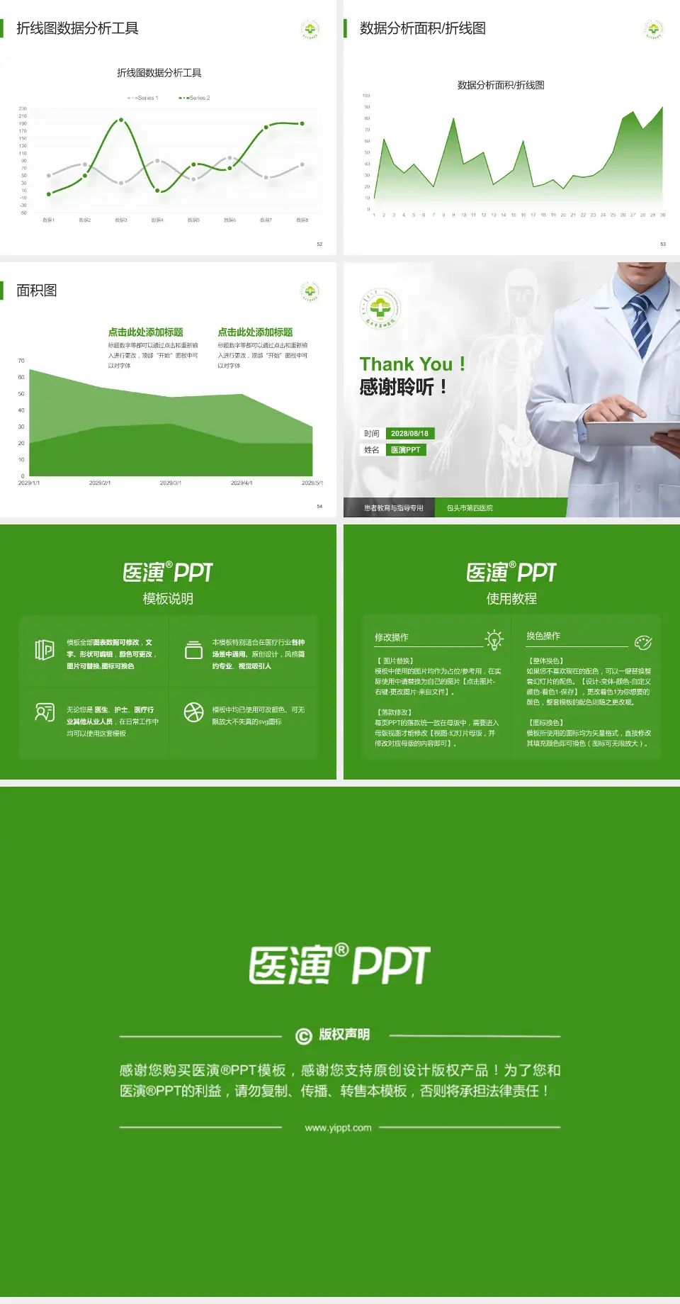 包头市第四医院患者教育与指导PPT模板4:3格式幻灯片预览图7