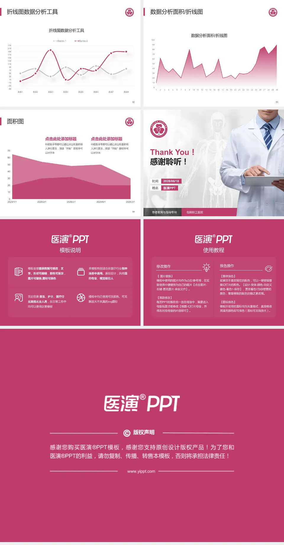 包钢职工医院患者教育与指导PPT模板4:3格式幻灯片预览图7