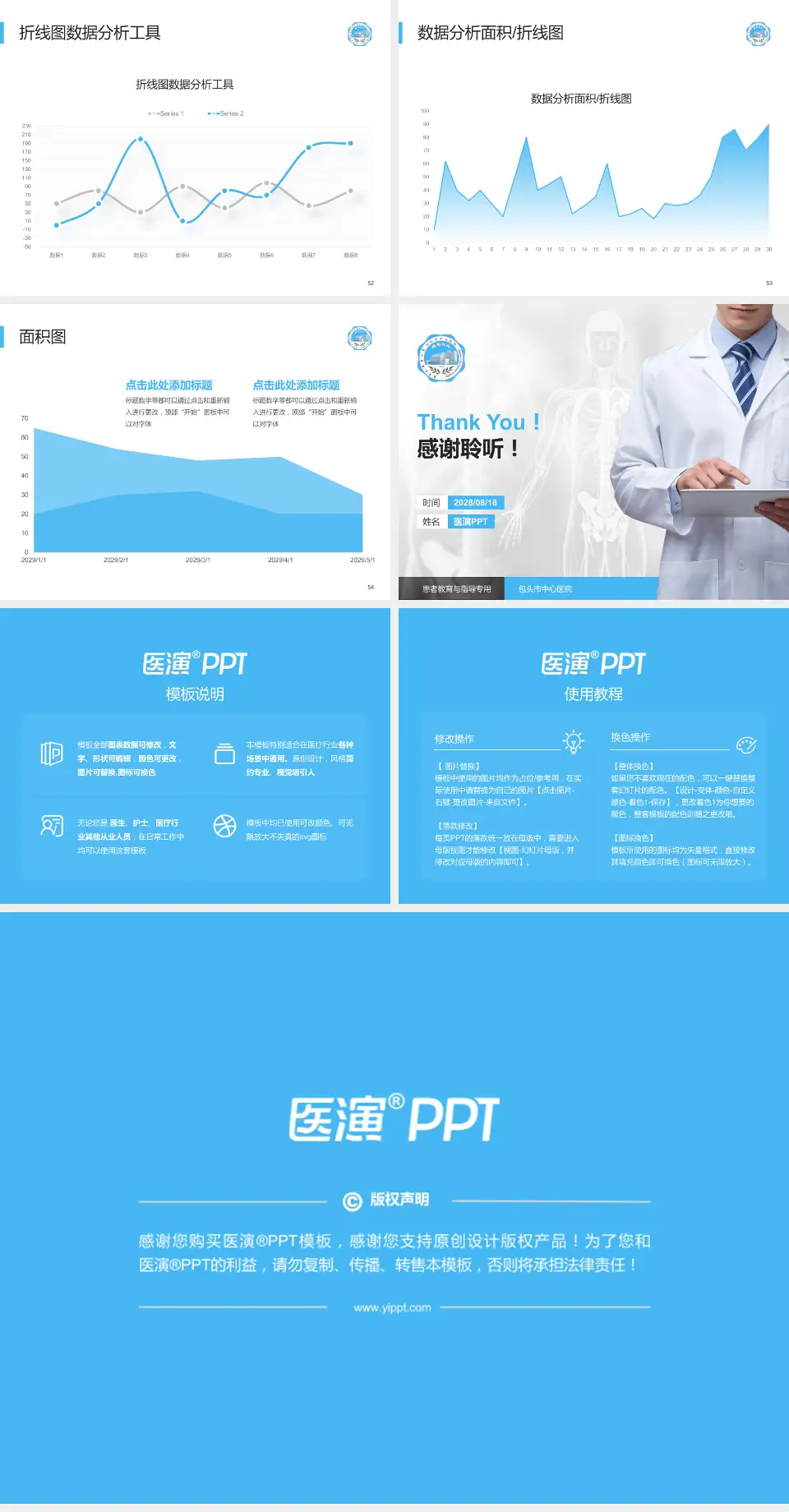包头市中心医院患者教育与指导PPT模板4:3格式幻灯片预览图7