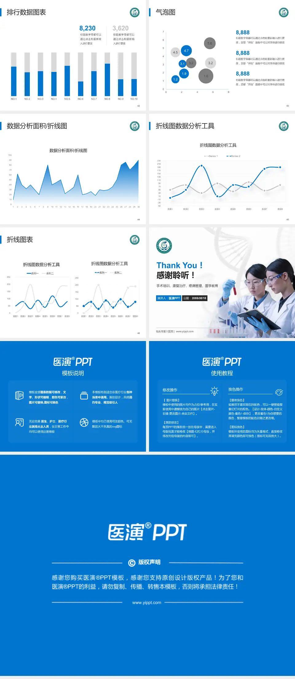 包头市第六医院科研成果展示PPT模板4:3格式幻灯片预览图6