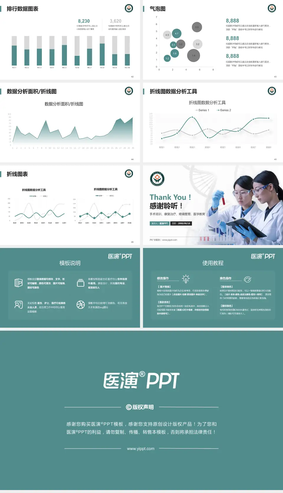 萍矿总医院科研成果展示PPT模板16:9格式幻灯片预览图6