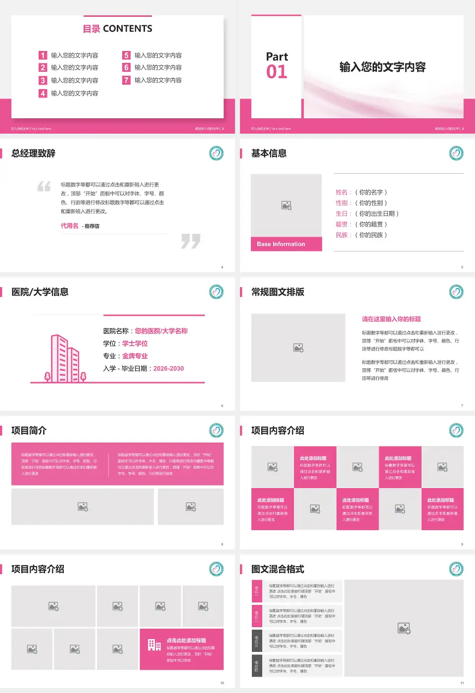 九江市妇幼保健院个人求职应聘简历PPT模板16:9格式幻灯片预览图2