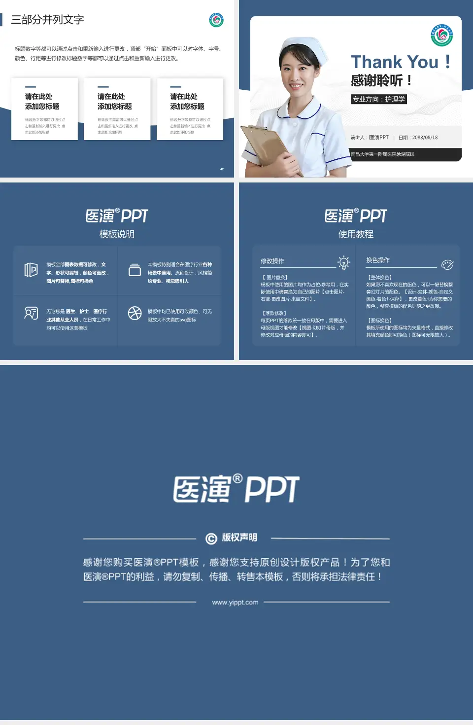 南昌大学第一附属医院象湖院区护理专业职业生涯规划PPT模板4:3格式幻灯片预览图6