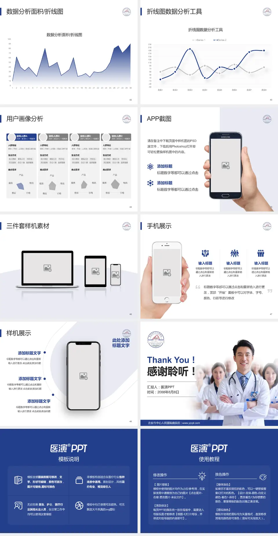 吉安市中心人民医院南院区科室介绍与推广PPT模板4:3格式幻灯片预览图6