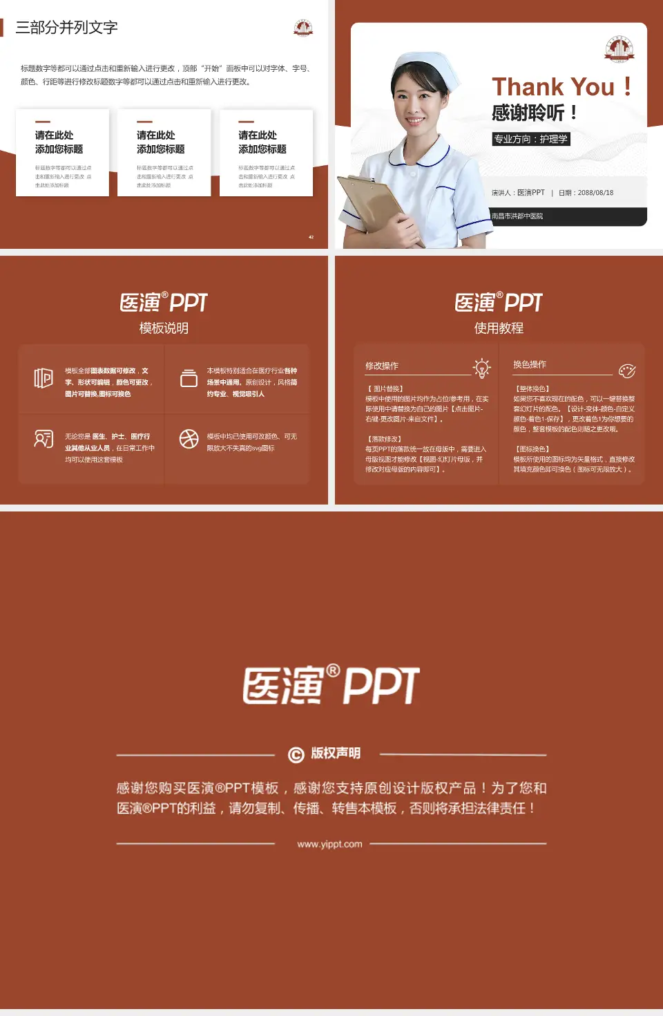 南昌市洪都中医院护理专业职业生涯规划PPT模板4:3格式幻灯片预览图6