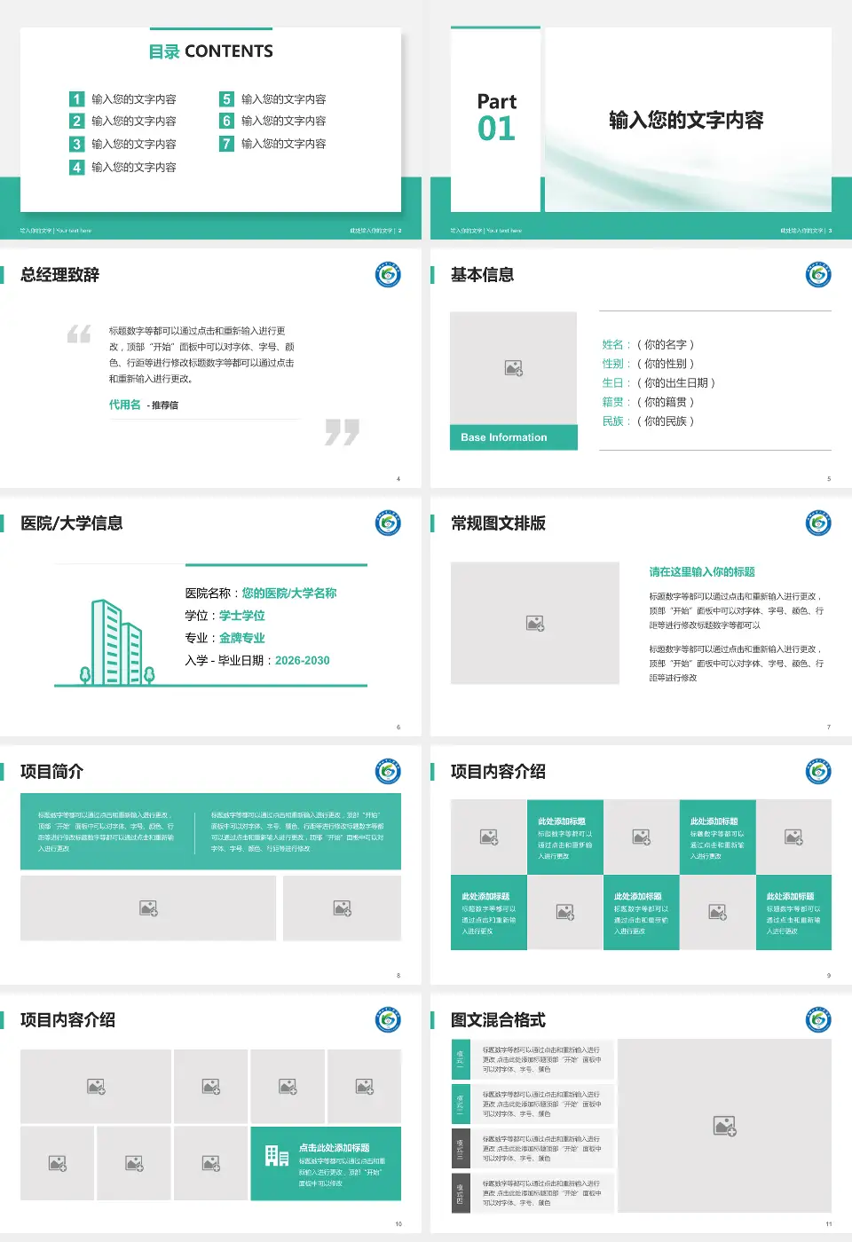 马鞍山市人民医院雨山湖院区个人求职应聘简历PPT模板16:9格式幻灯片预览图2