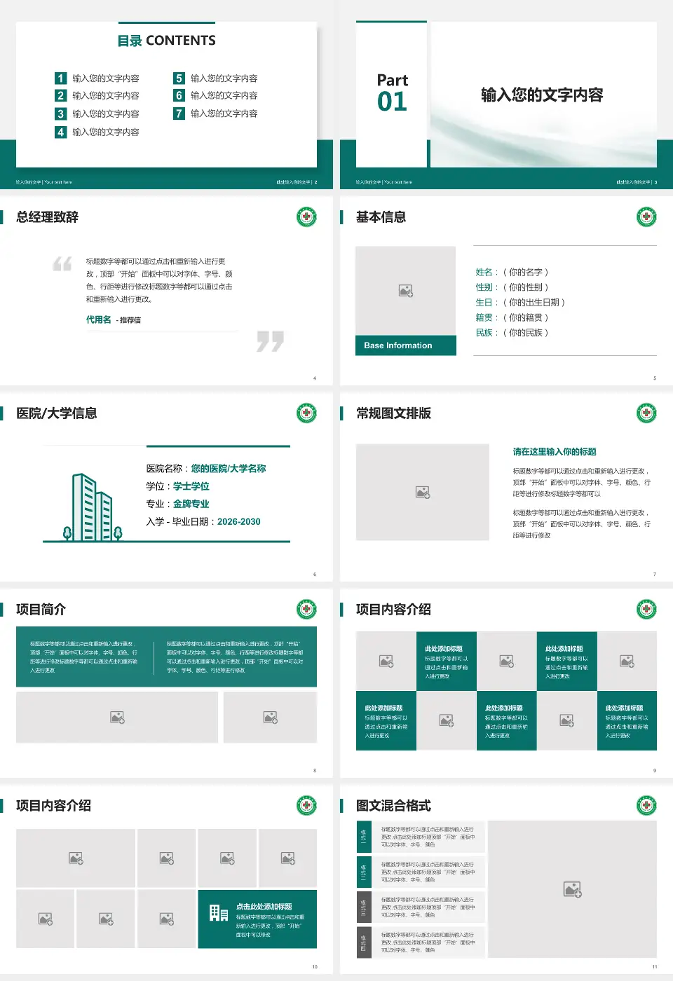 铁岭市中心医院个人求职应聘简历PPT模板16:9格式幻灯片预览图2