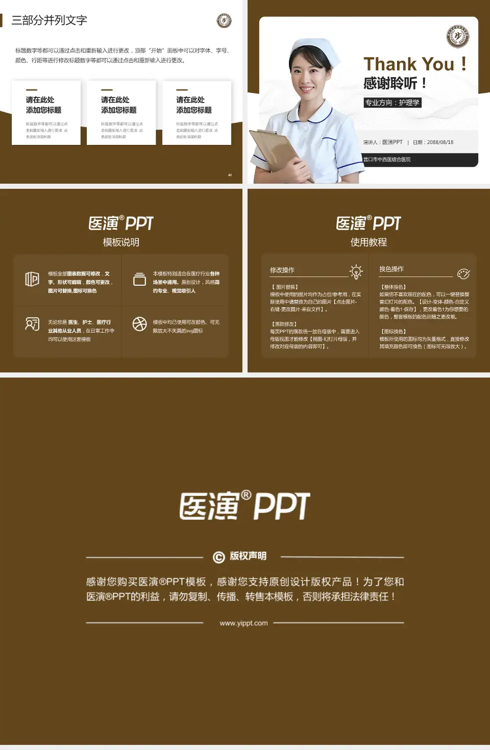 营口市中西医结合医院护理专业职业生涯规划PPT模板4:3格式幻灯片预览图6