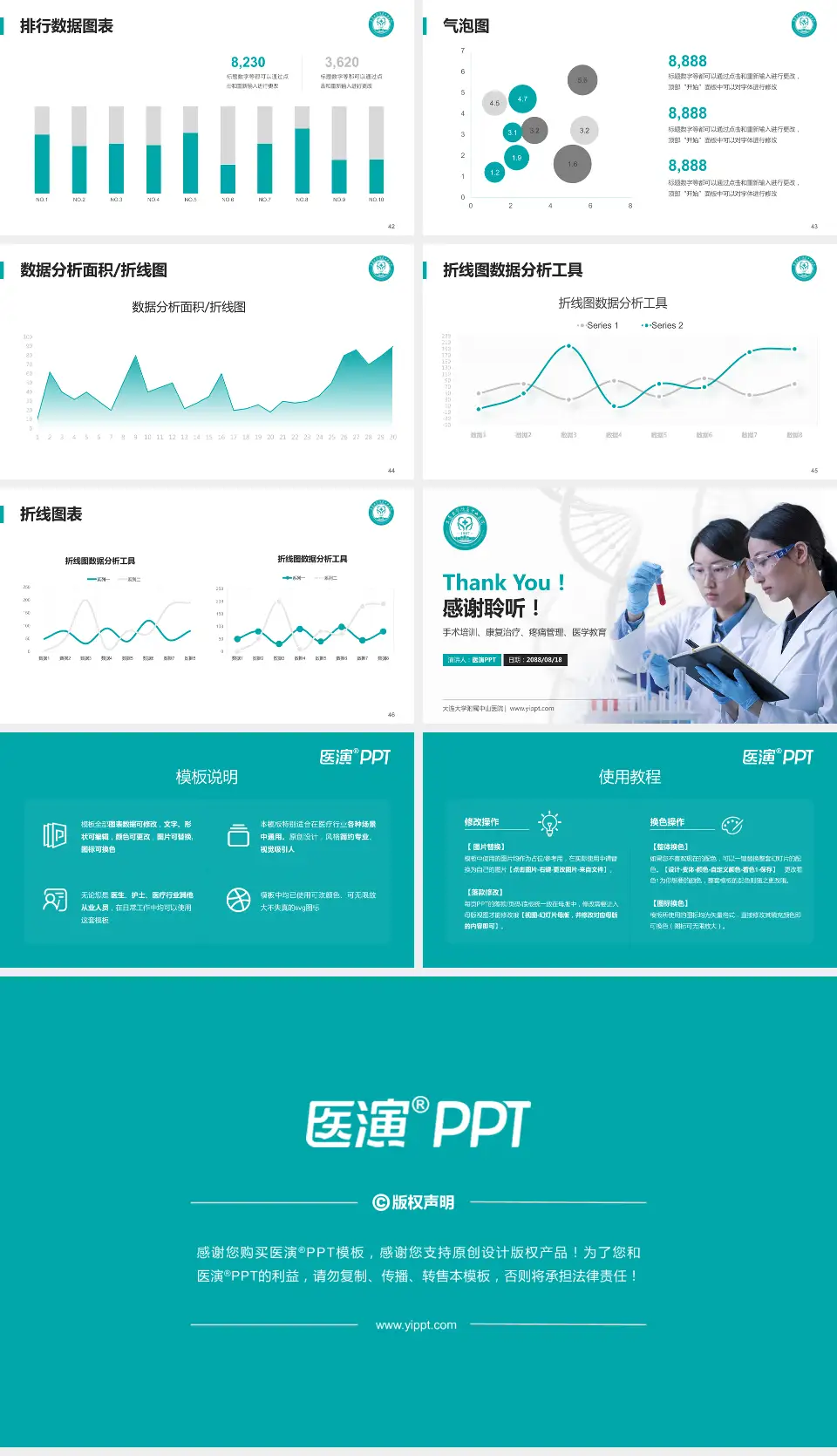 大连大学附属中山医院科研成果展示PPT模板16:9格式幻灯片预览图6