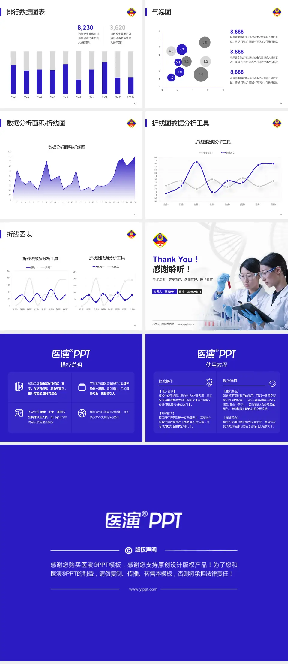 北京军区总医院分院科研成果展示PPT模板4:3格式幻灯片预览图6
