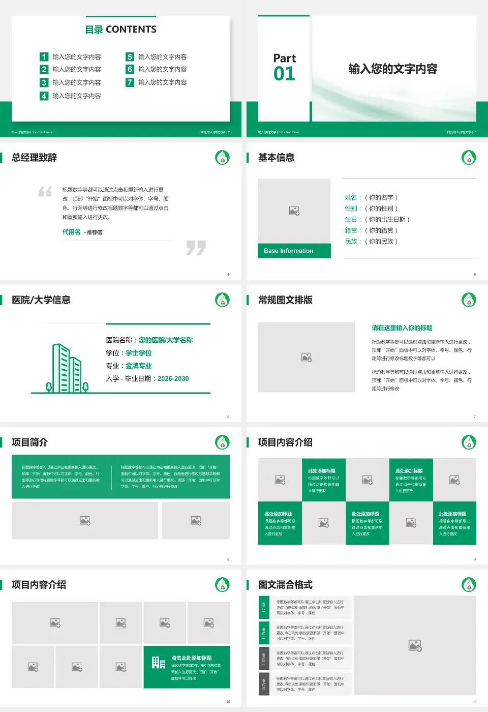 抚顺市中心医院个人求职应聘简历PPT模板16:9格式幻灯片预览图2