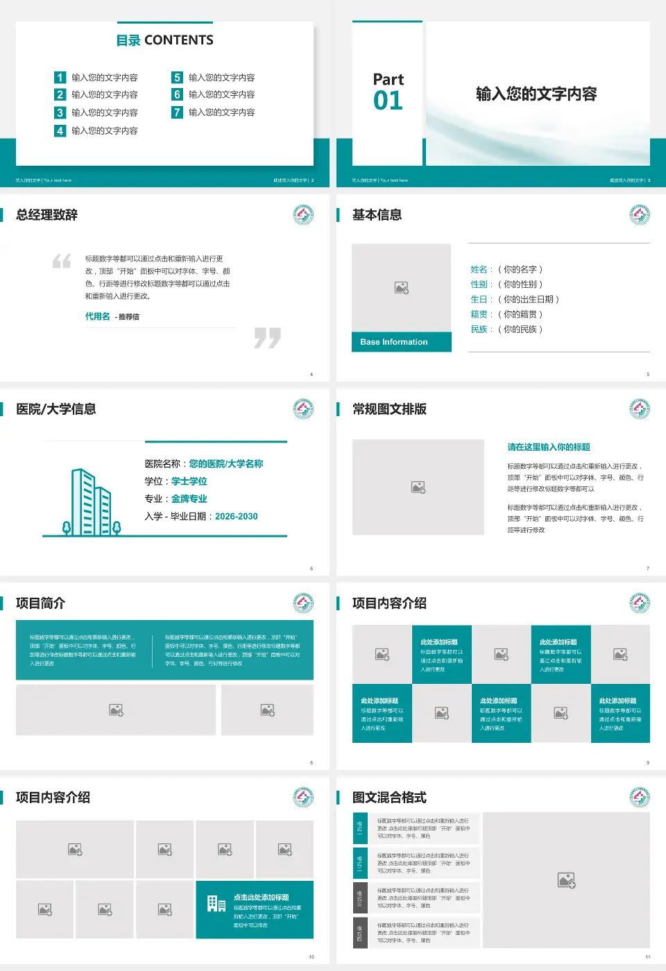 中国医科大学附属第四医院个人求职应聘简历PPT模板16:9格式幻灯片预览图2
