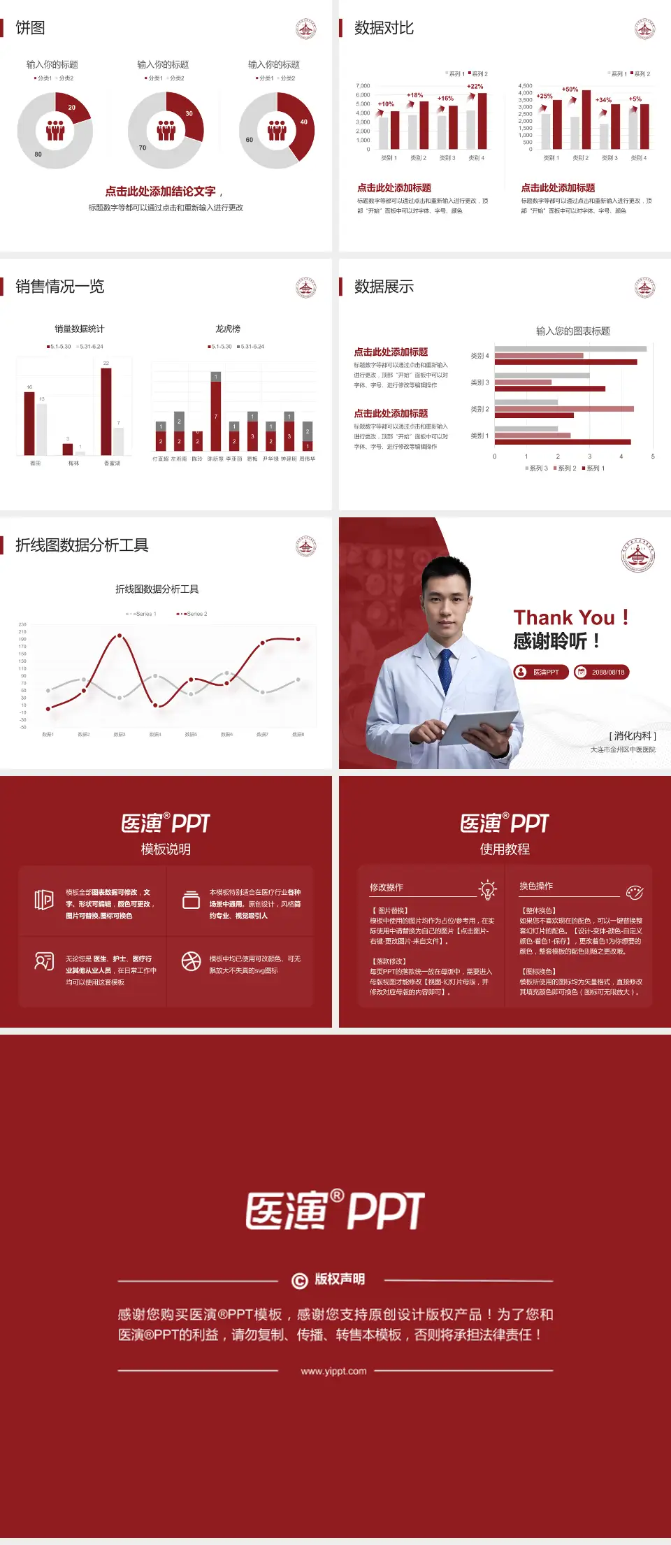 大连市金州区中医医院病例分享与讨论PPT模板4:3格式幻灯片预览图4