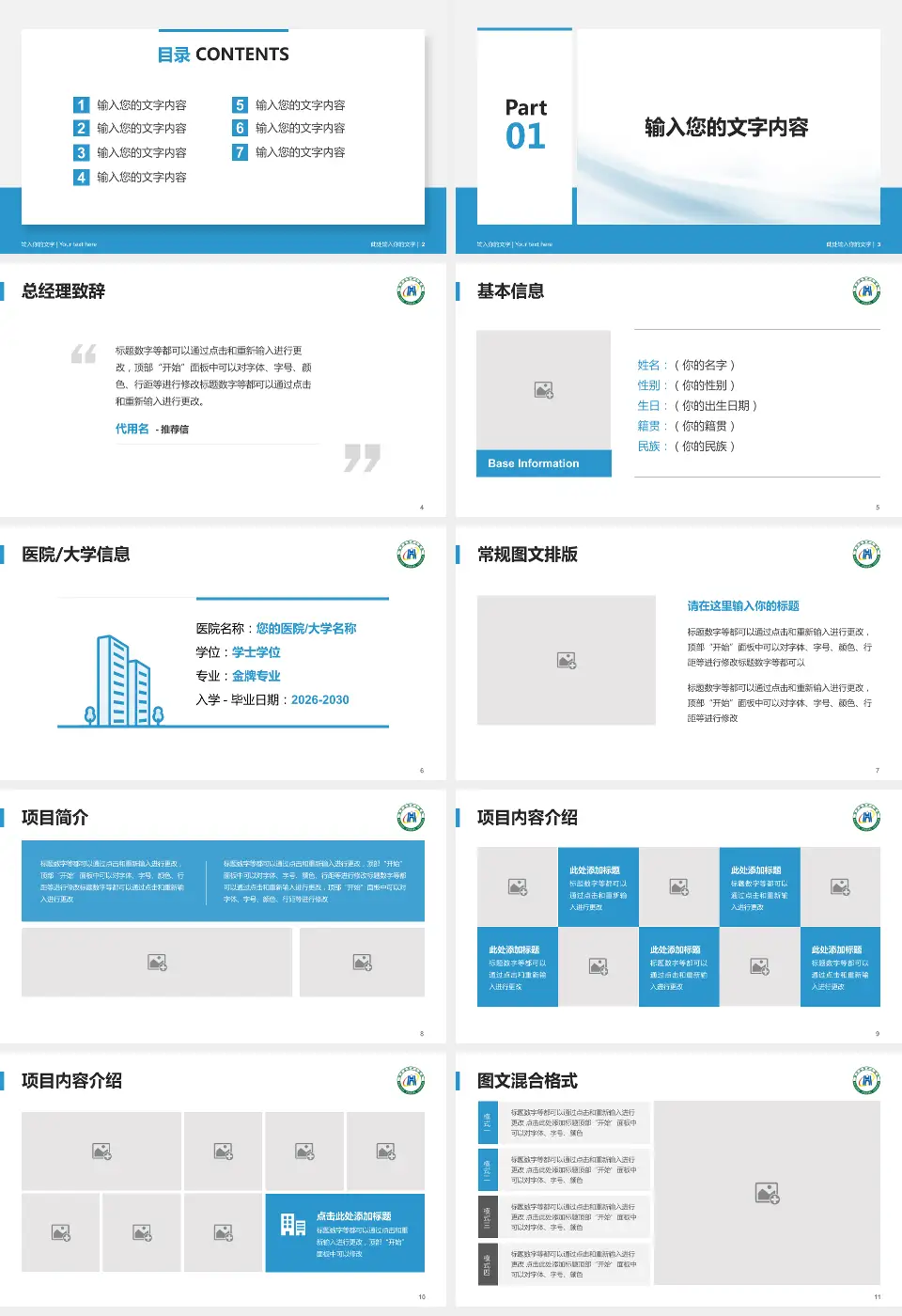 葫芦岛市中心医院个人求职应聘简历PPT模板16:9格式幻灯片预览图2