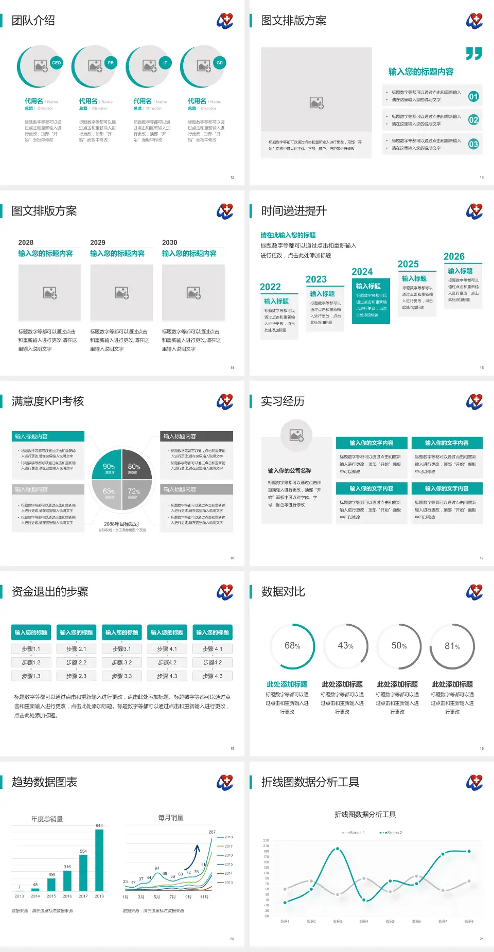 瓦房店市中心医院培训与教育PPT模板4:3格式幻灯片预览图3