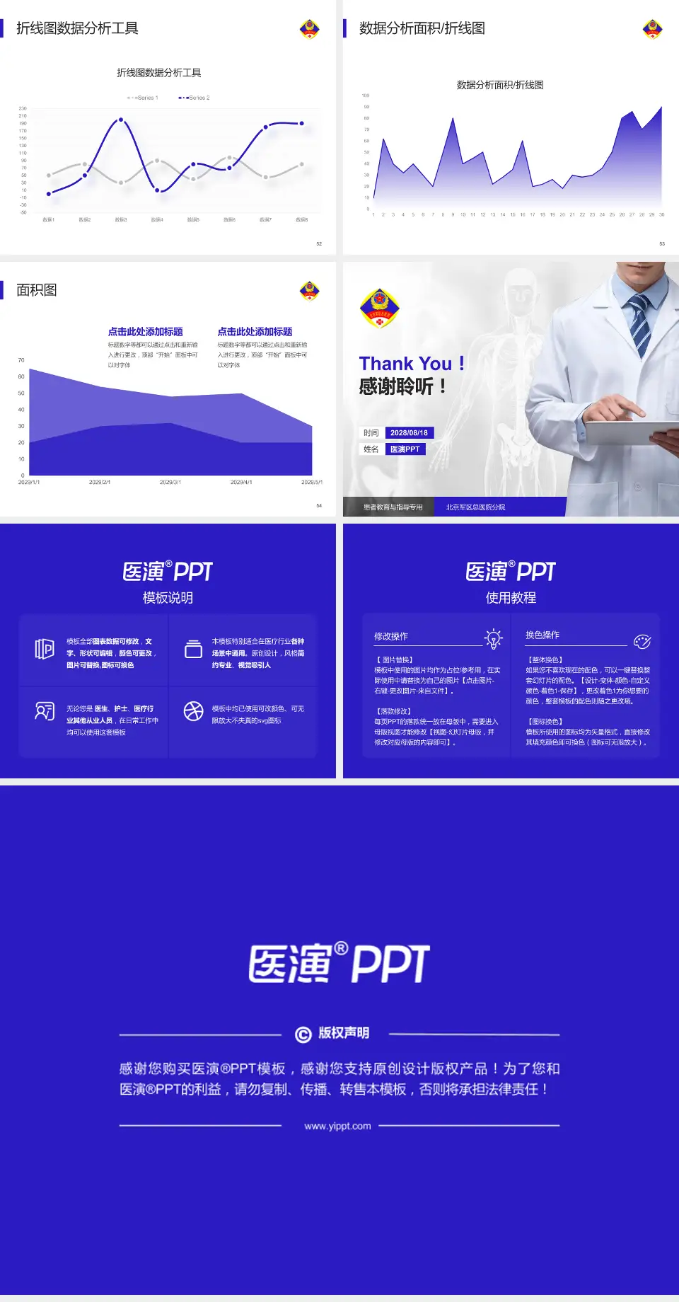 北京军区总医院分院患者教育与指导PPT模板4:3格式幻灯片预览图7