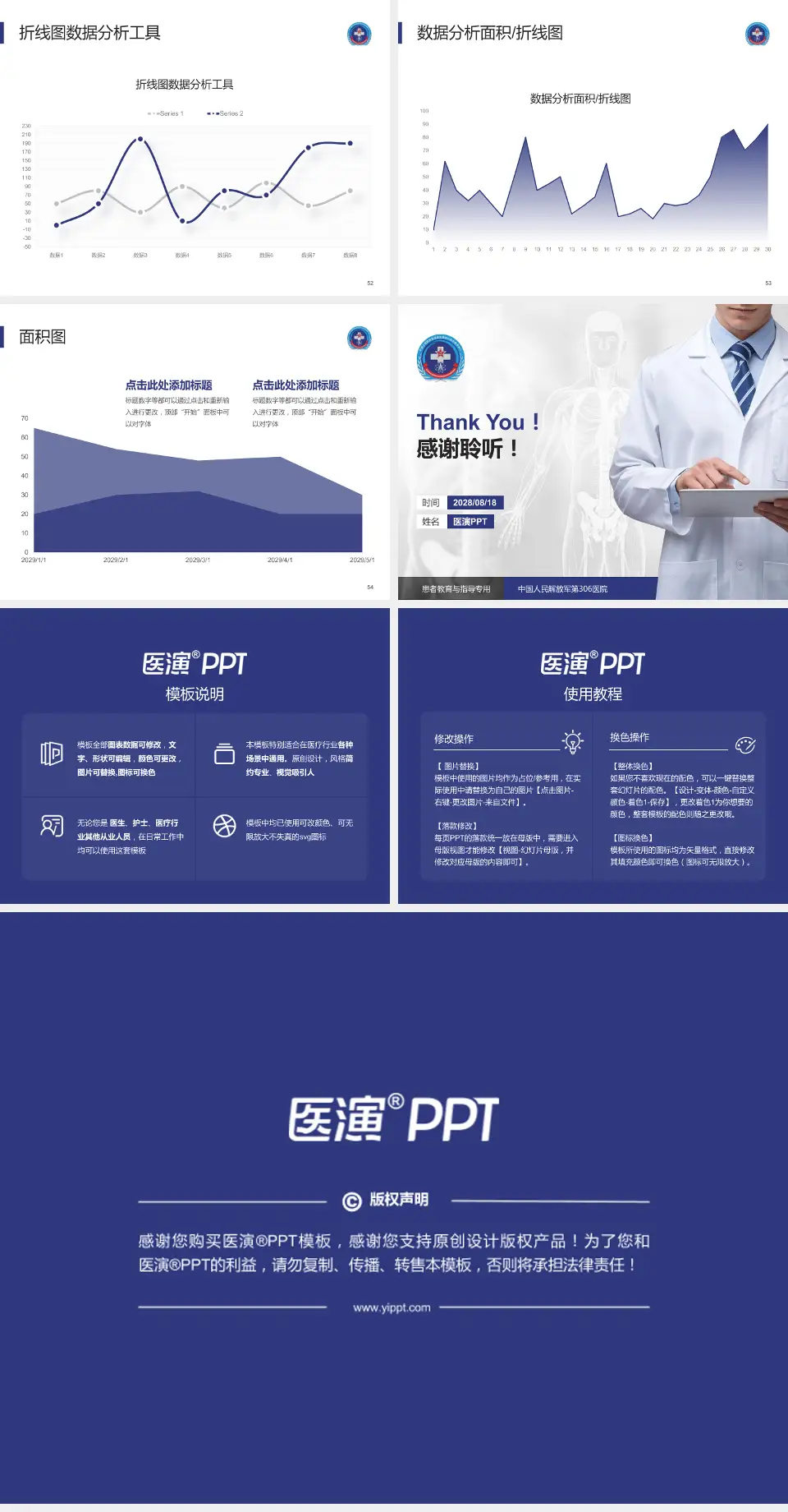 中国人民解放军第306医院患者教育与指导PPT模板4:3格式幻灯片预览图7