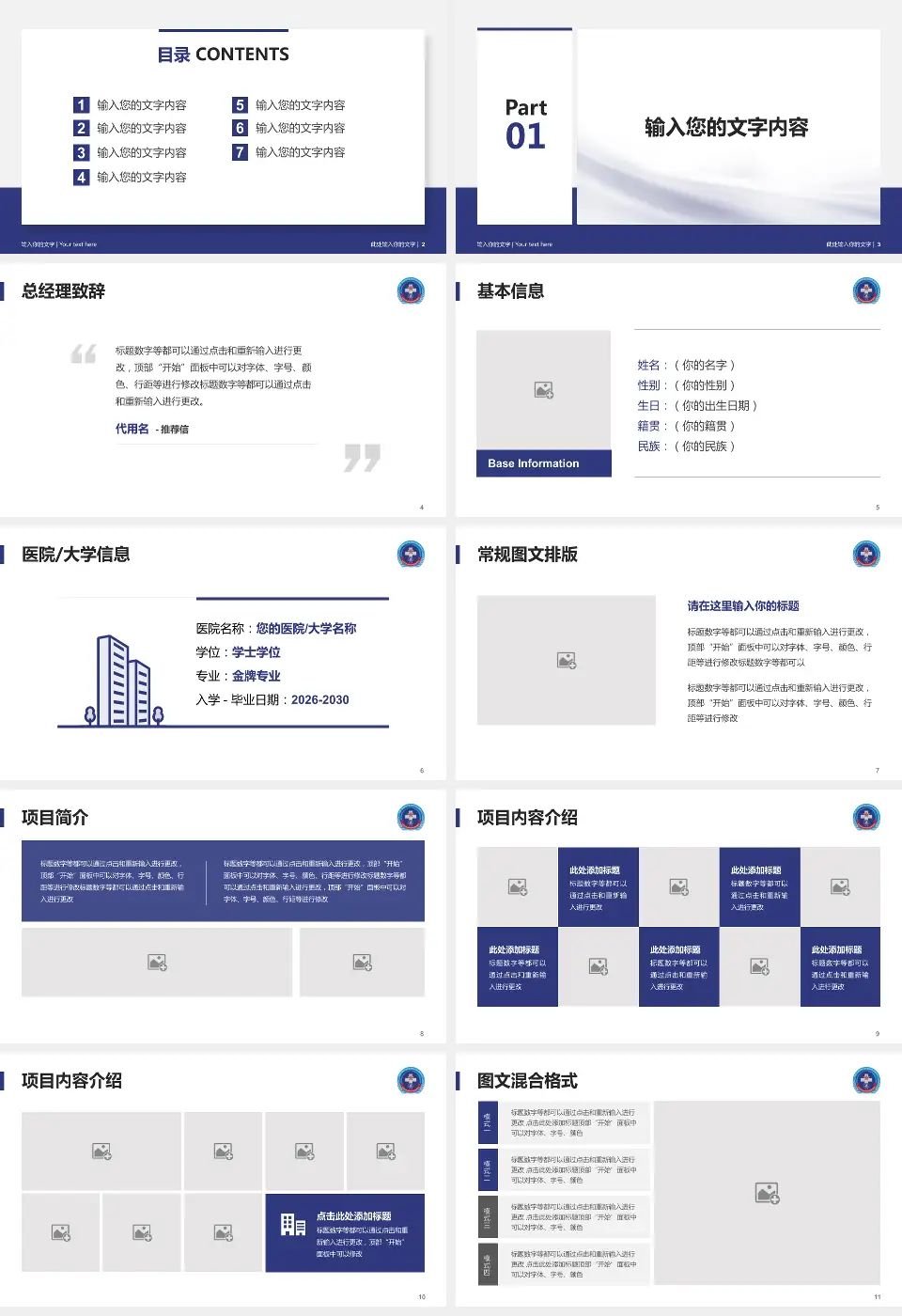 中国人民解放军第306医院个人求职应聘简历PPT模板16:9格式幻灯片预览图2