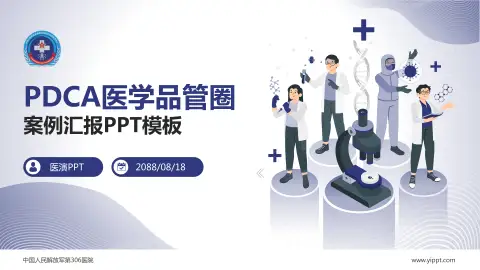 中国人民解放军第306医院品管圈PDCA演示专用PPT模板